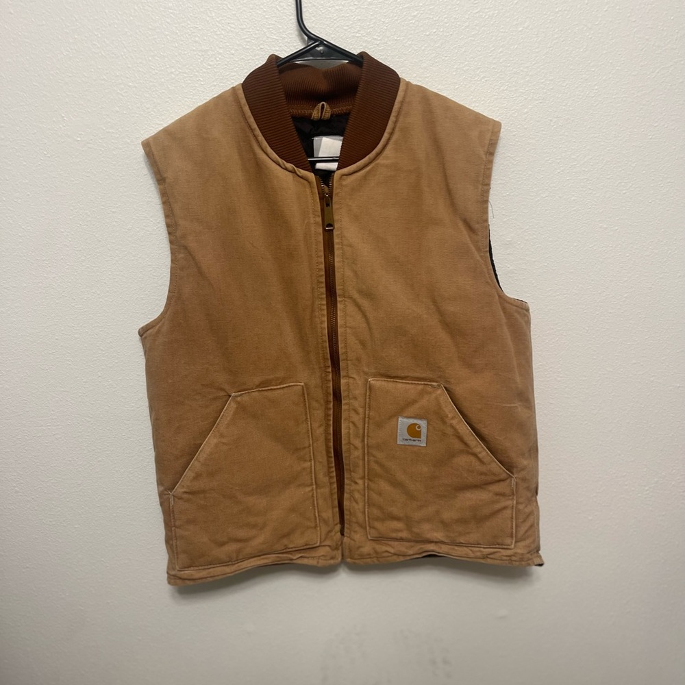 Carhartt Men’s Tan/Brown Canvas Work Vest - Zip Front